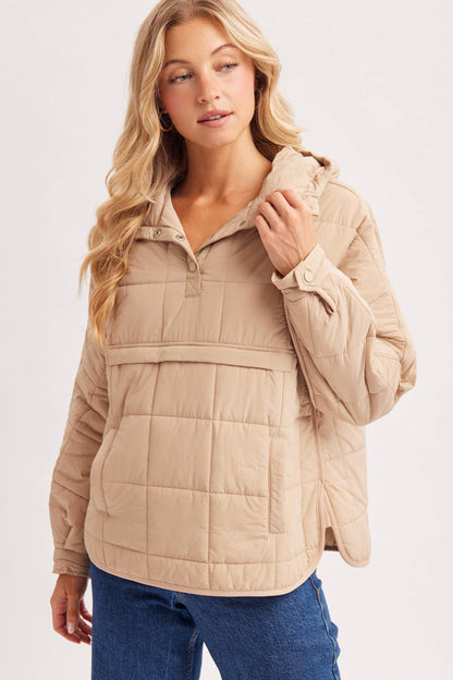 Quilted Hooded Pullover