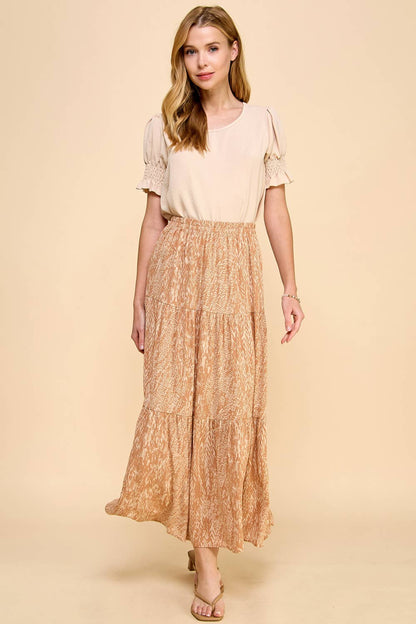 Three Layered Abstract Printed Skirt