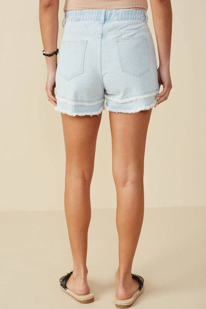 Fray Detail Hem Denim Shorts