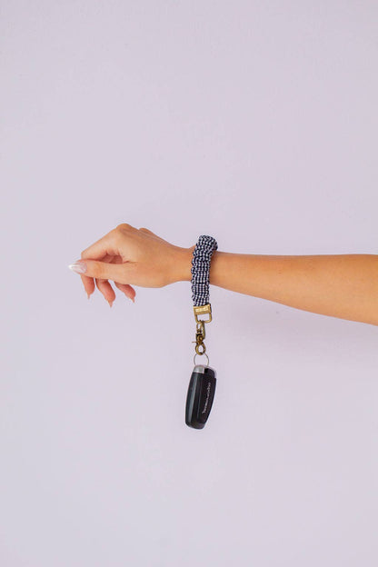 Inky Black Gingham Keychain