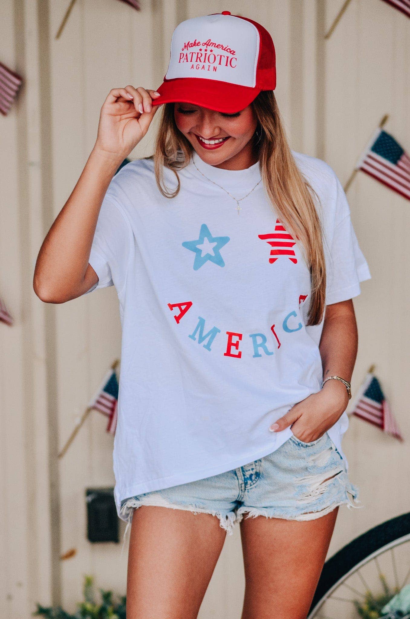 America Smiley High Low Tee