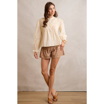 Polka Dot Pintuck Shorts