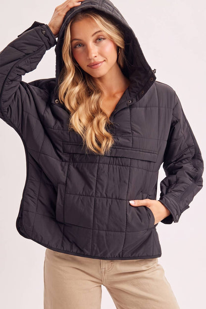 Quilted Hooded Pullover