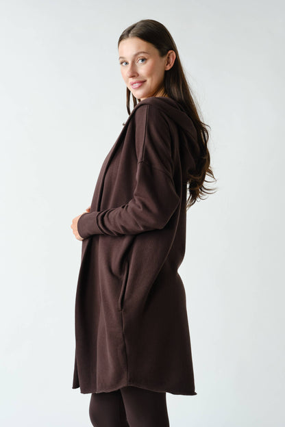 Open Front Longline Hoodie Cardigan
