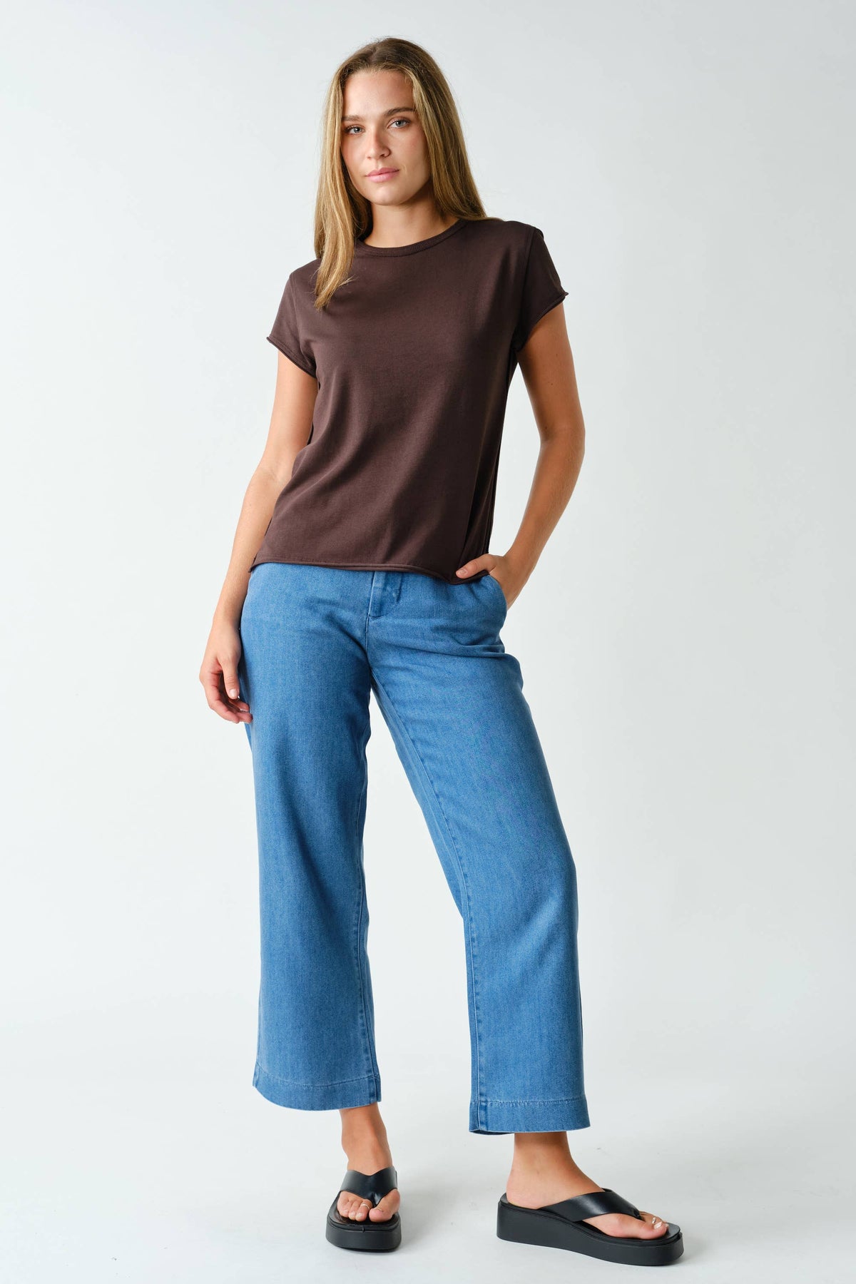 Raw-Edge Cap Sleeve Tee