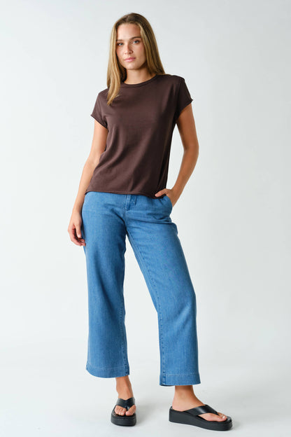 Raw-Edge Cap Sleeve Tee