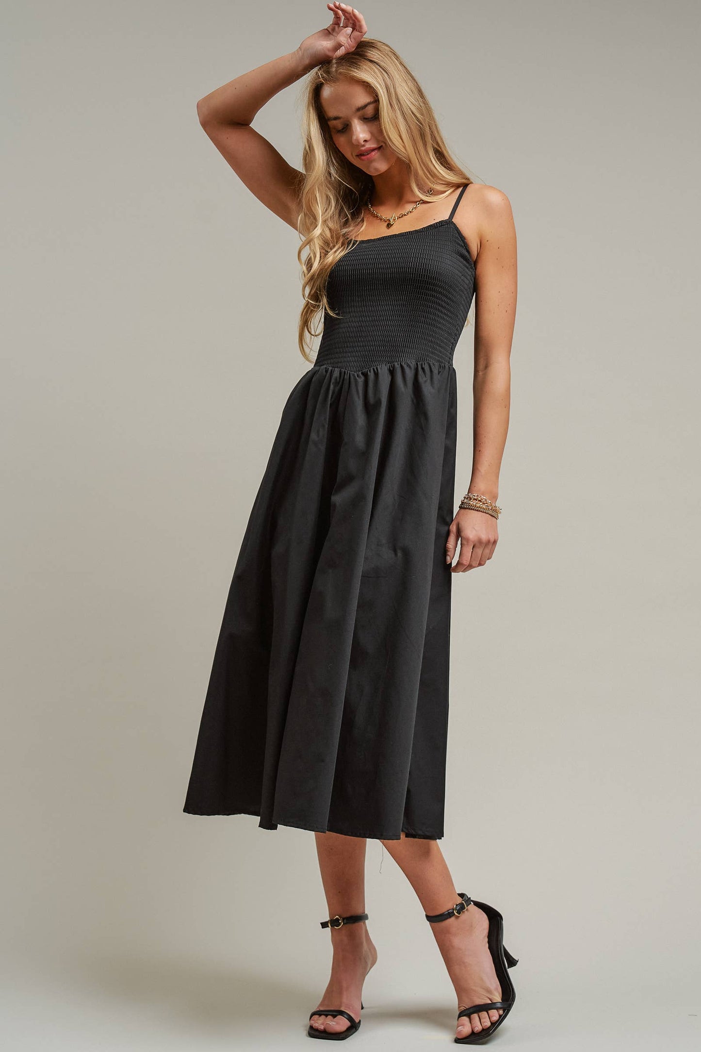 Smocked Bodice Midi Dress