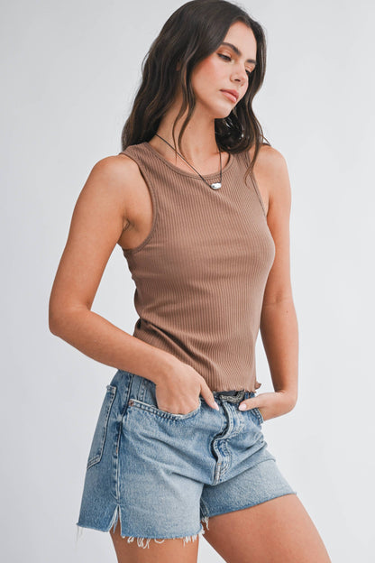 Ribbed Scoop Neck Tank Top