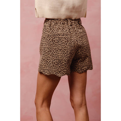 Scallop Hem Leopard Shorts
