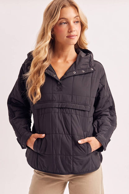 Quilted Hooded Pullover