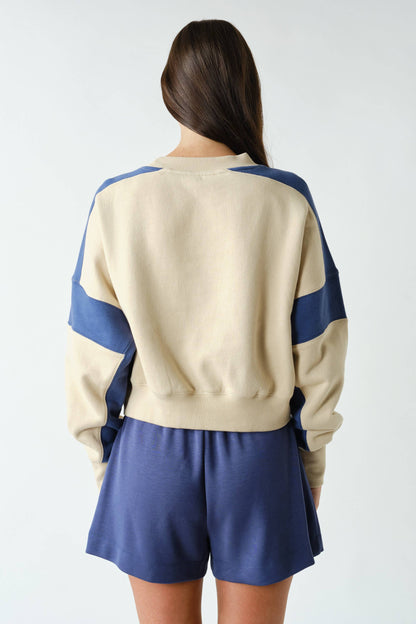 Contrast Edge Cropped Sweatshirt