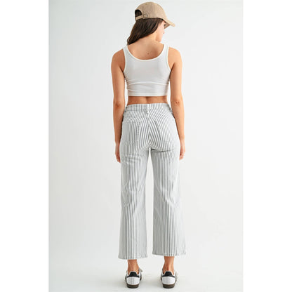 High Rise Wide Leg Crop Stripe