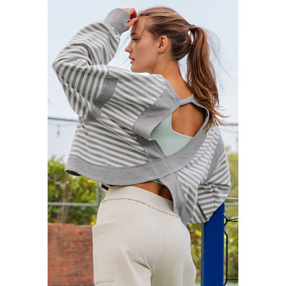 Striped Open Back Long Sleeve