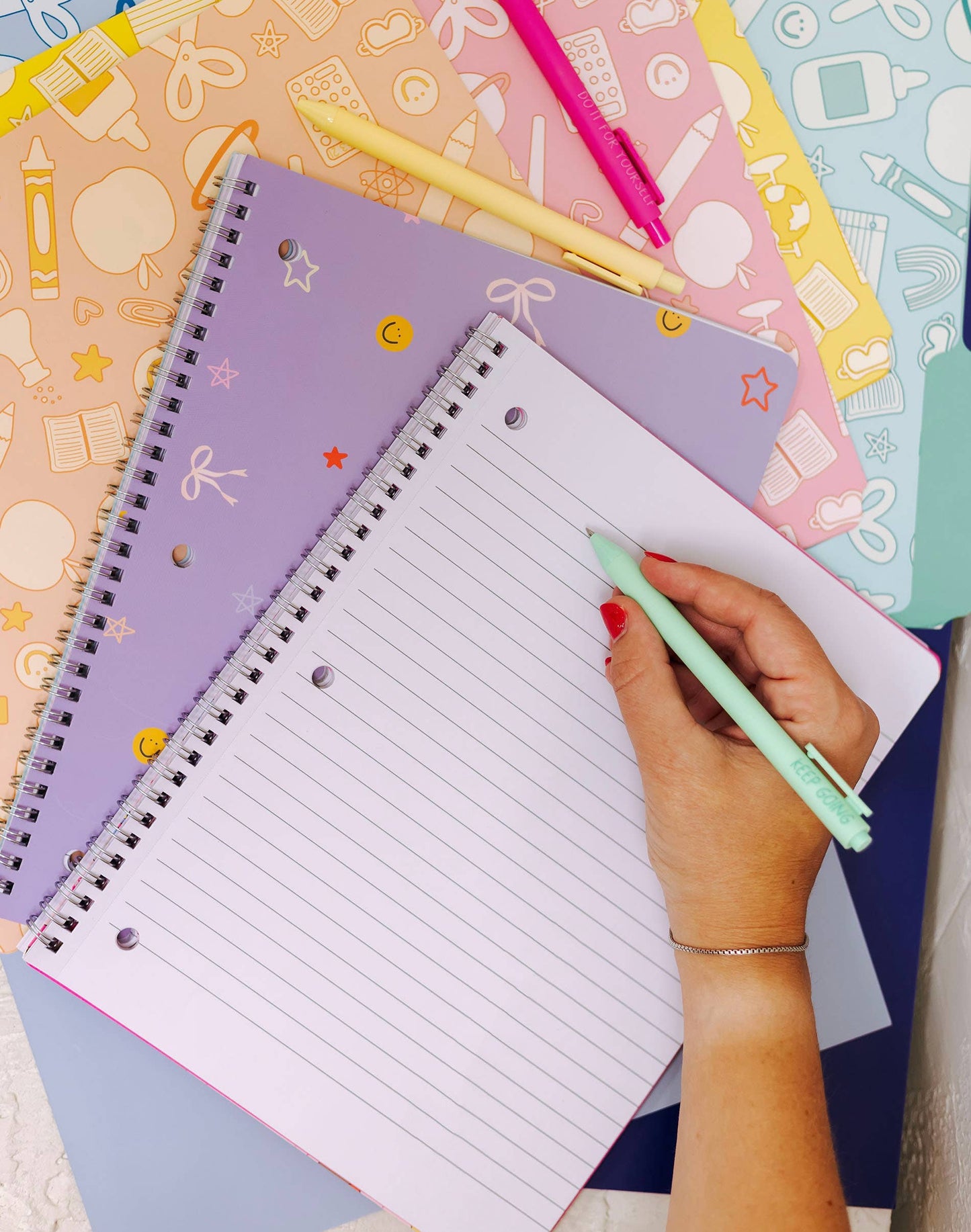 Smiley Faces & Coquette Bows Spiral Notebook