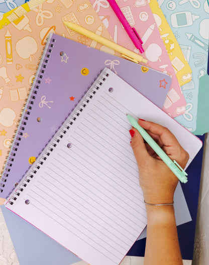 Smiley Faces & Coquette Bows Spiral Notebook
