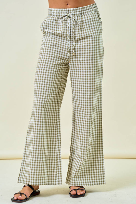 Gingham Wide Leg Pants