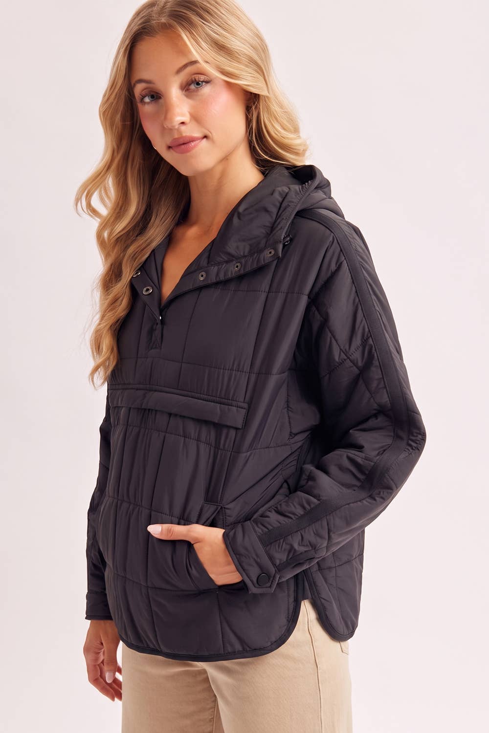 Quilted Hooded Pullover