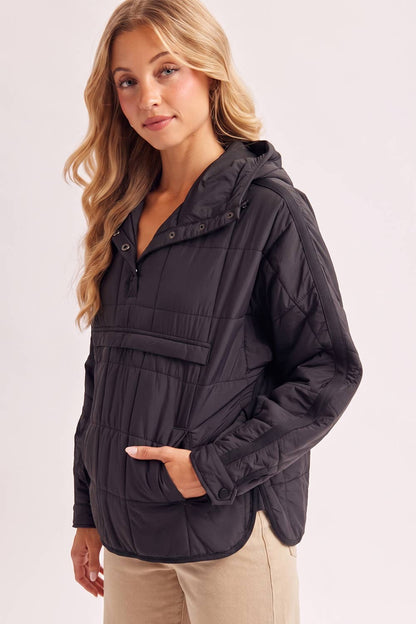 Quilted Hooded Pullover