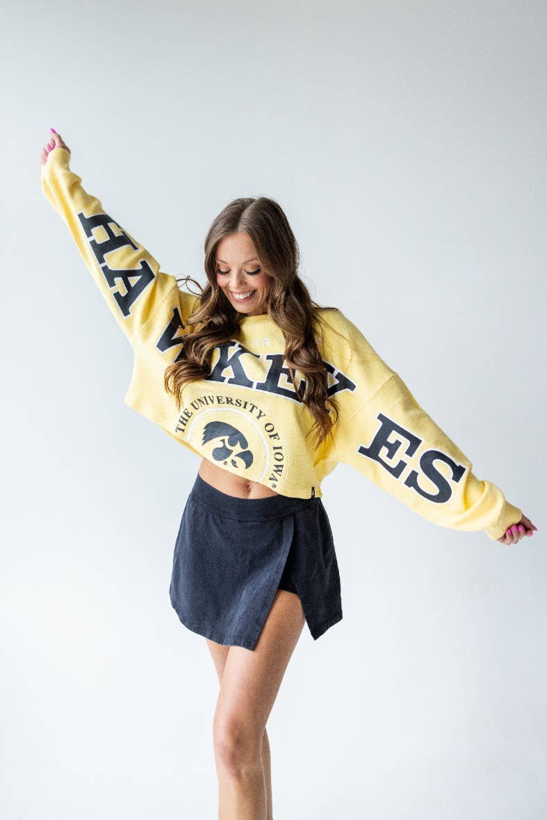 Iowa Split Sleeve Crop Corded Crew