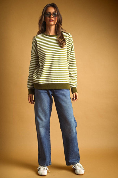 Striped Contrast Top