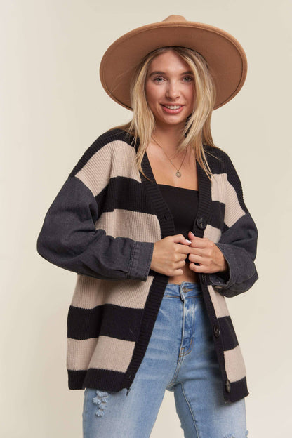 Denim Sleeve Cardi