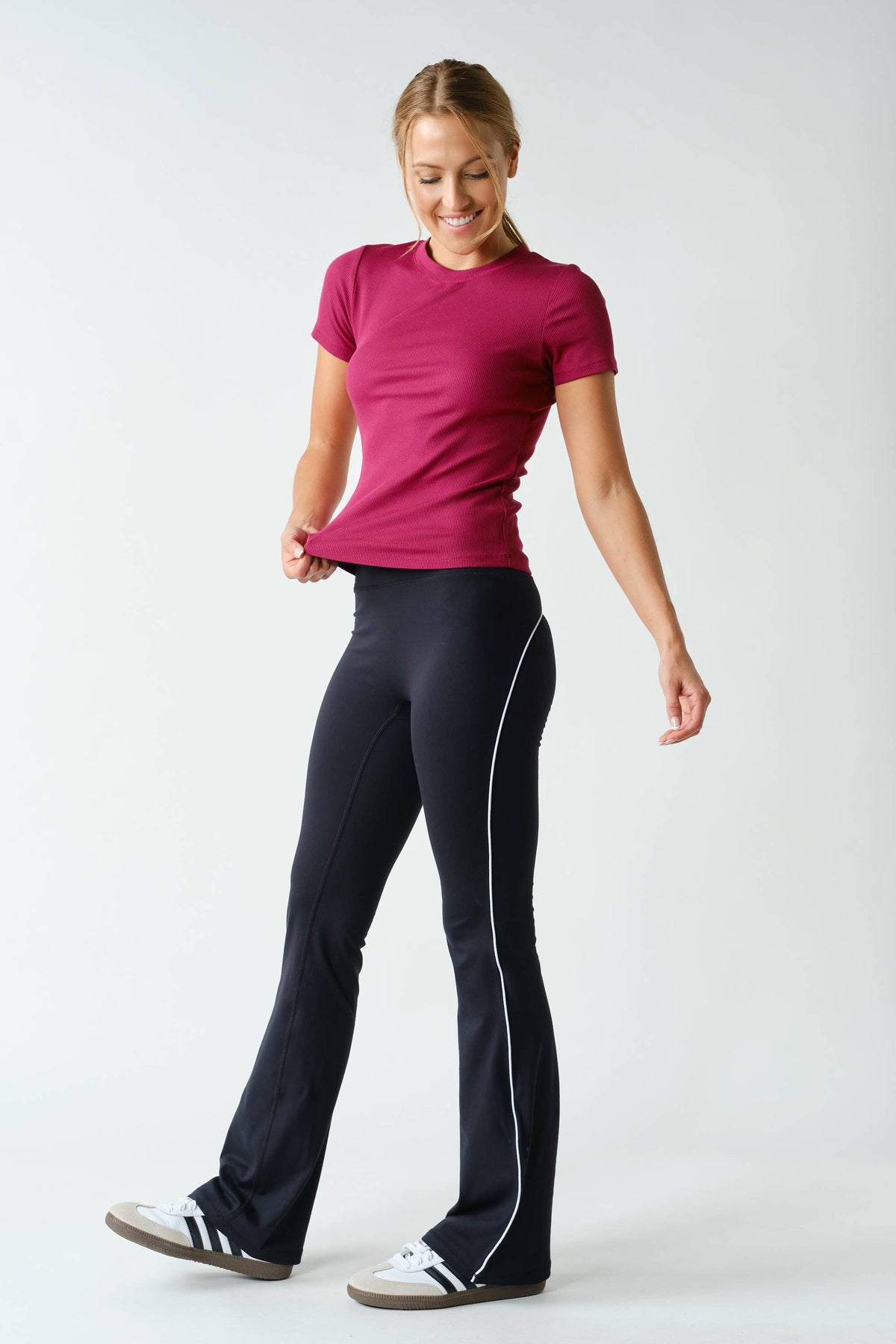 Venice Contrast-Piping Flare Pants