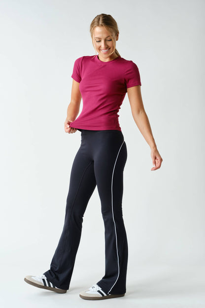 Venice Contrast-Piping Flare Pants
