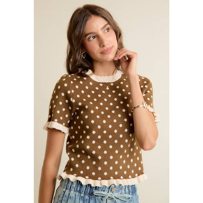Polka Dot Ruffle Top