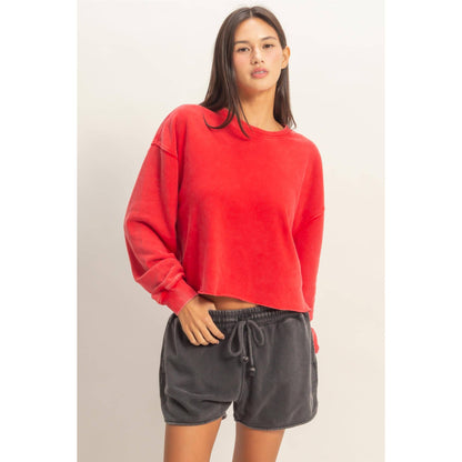 Cropped Mineral Wash Sweatshirt