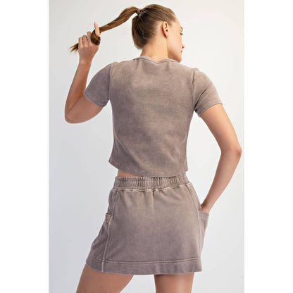 Mineral Washed Rib Crop Tee