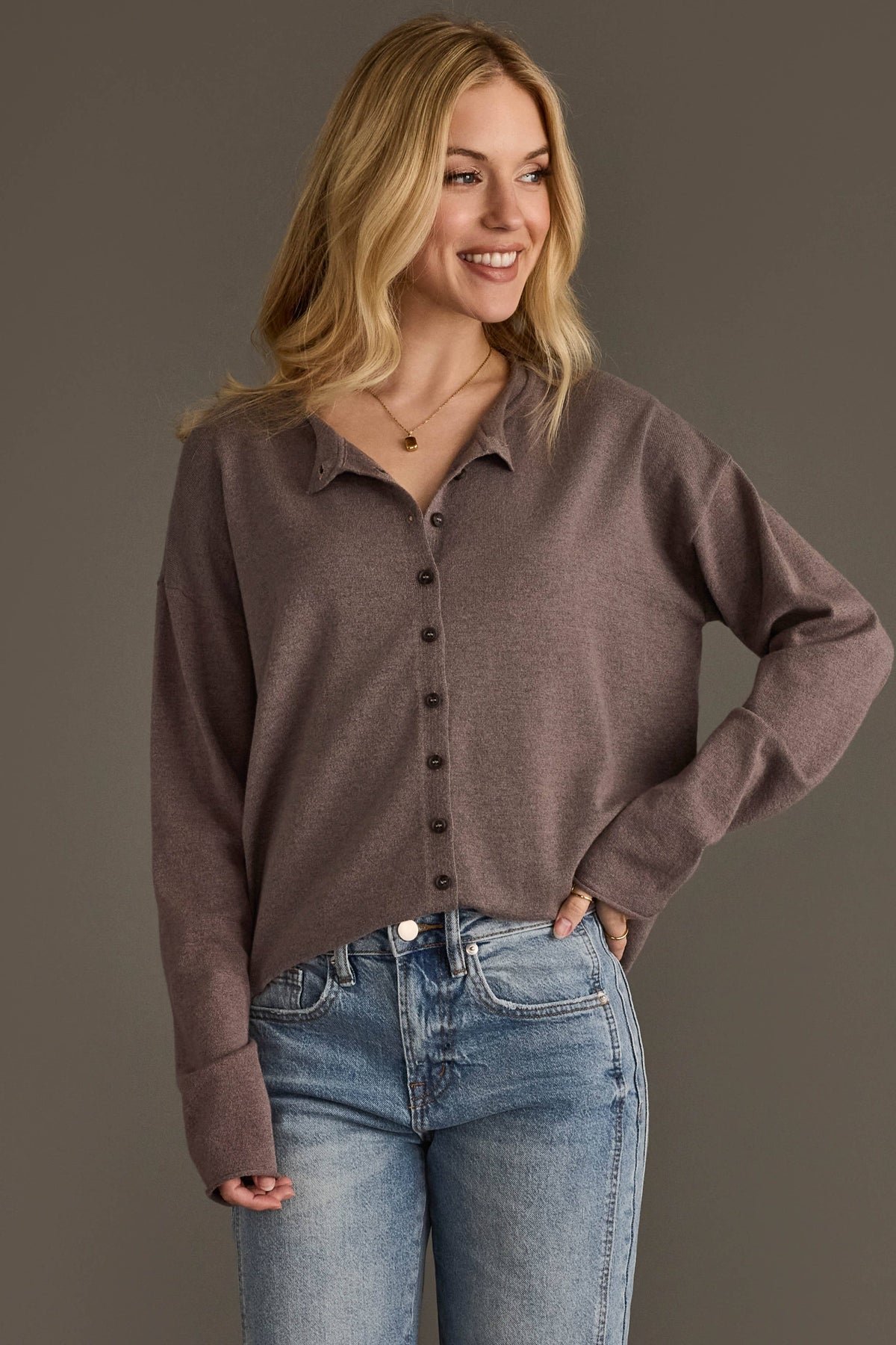 Dk. Gray Button Up Cardigan