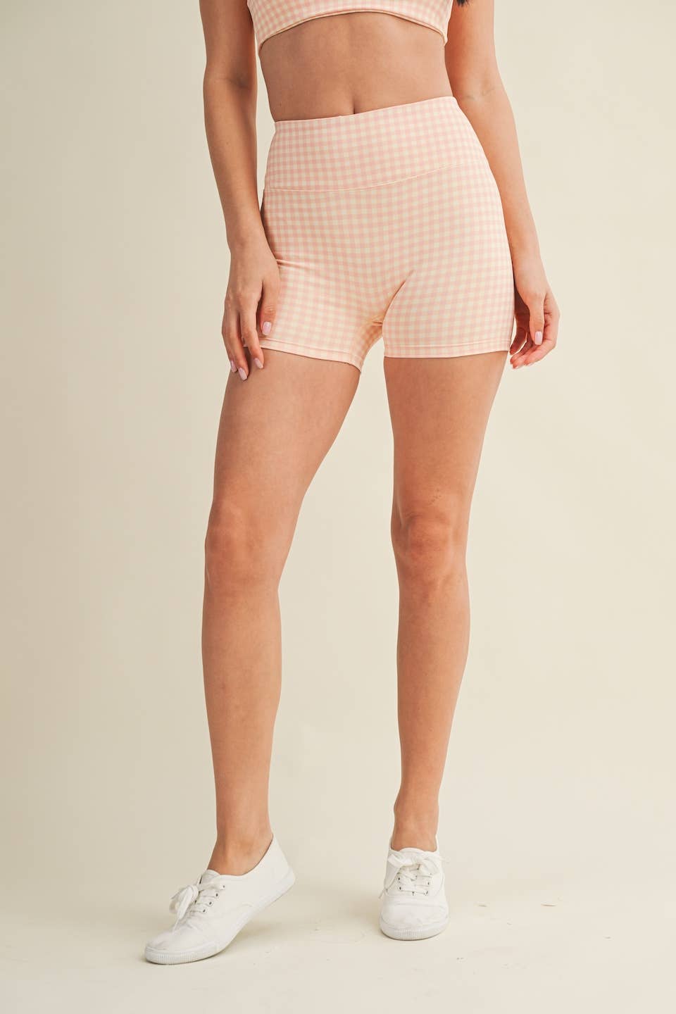 Gingham Print Biker Shorts