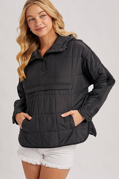 Quilted Hooded Pullover