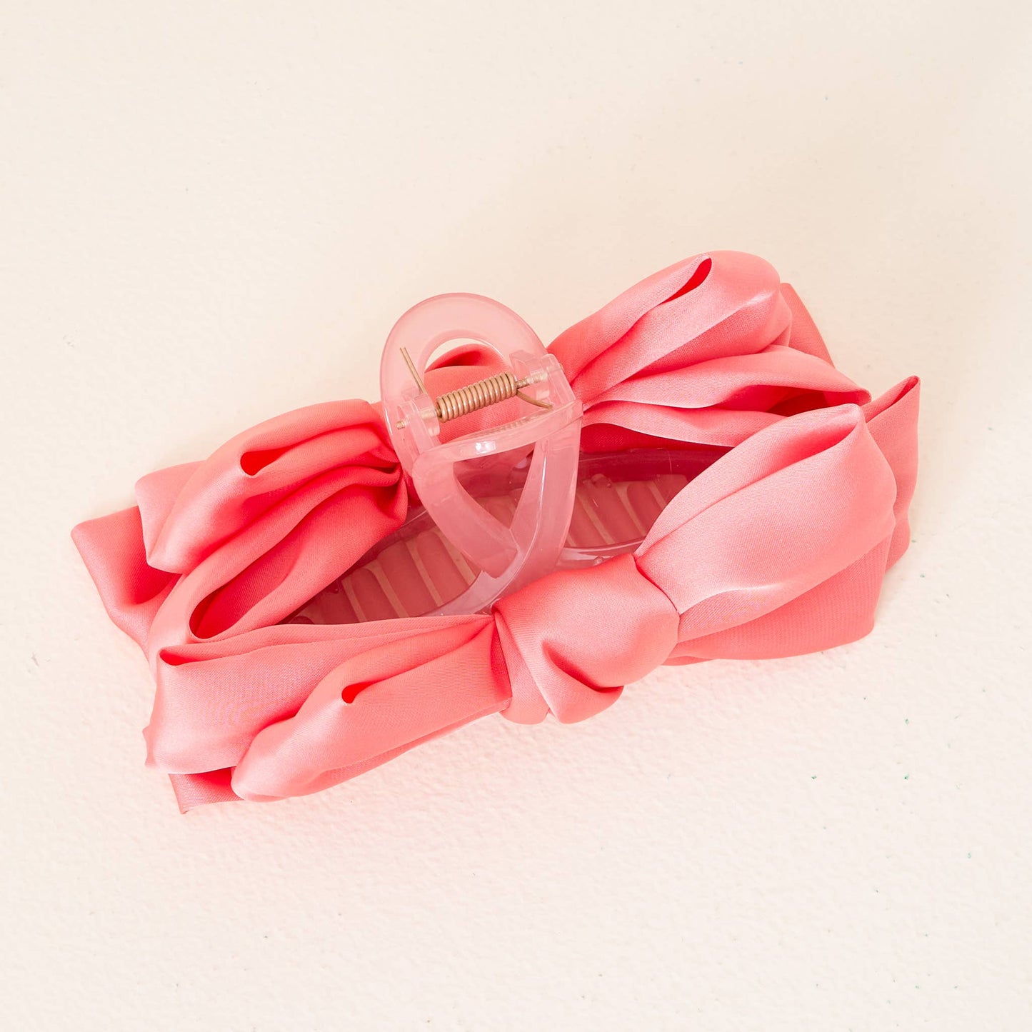 Satin Bow Claw Clip- Rose