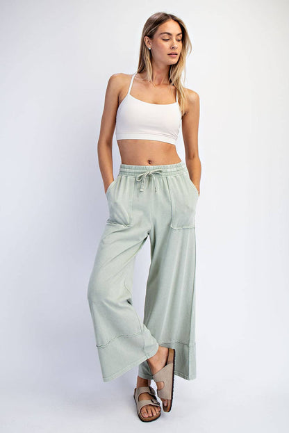 Mineral Washed Wide Leg Pant