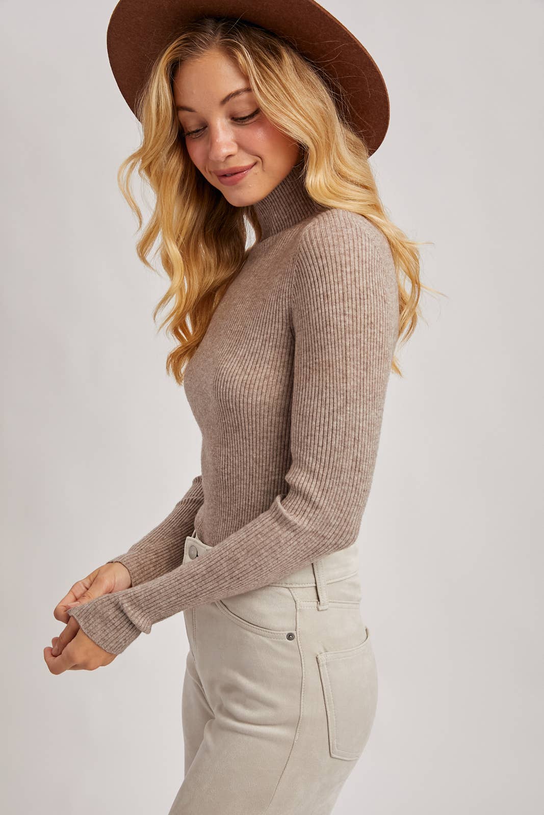 Mock Neck Ribbed Top