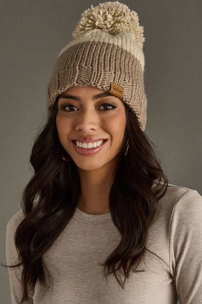 Beige & Taupe Pom Hat