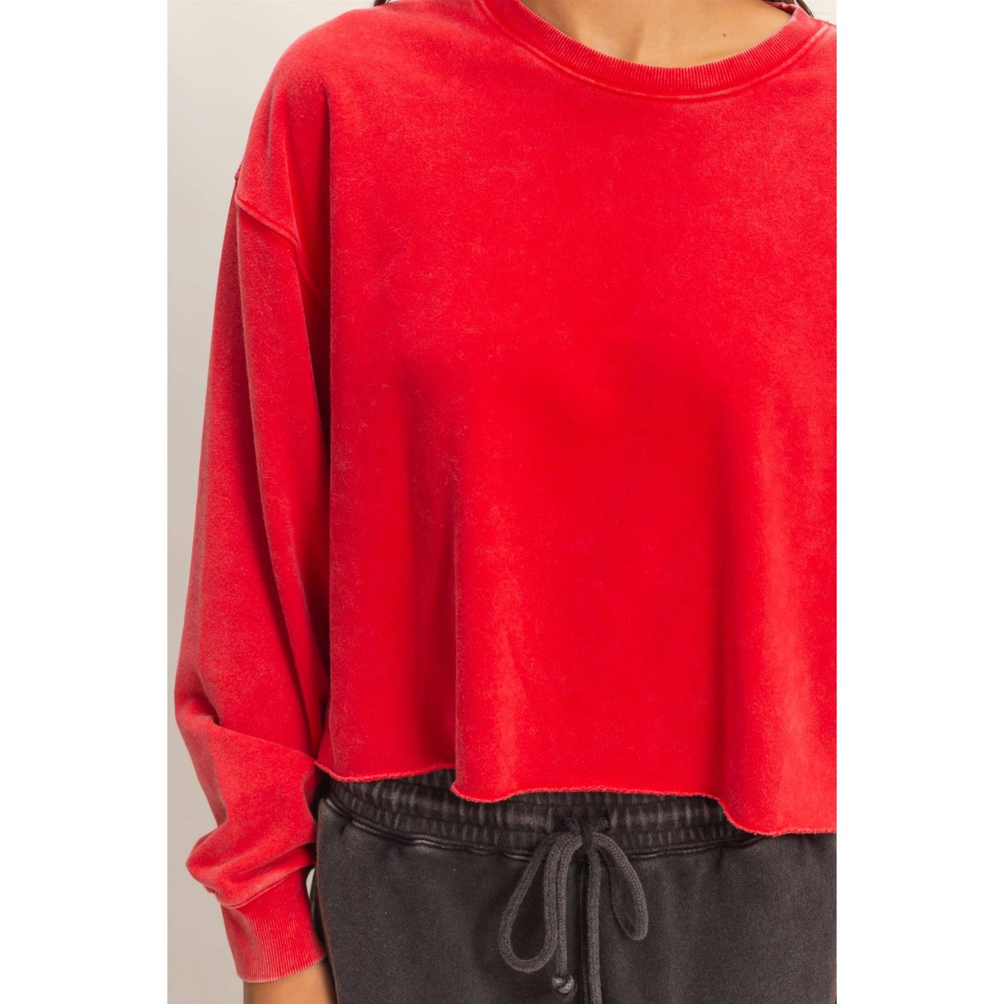 Cropped Mineral Wash Sweatshirt