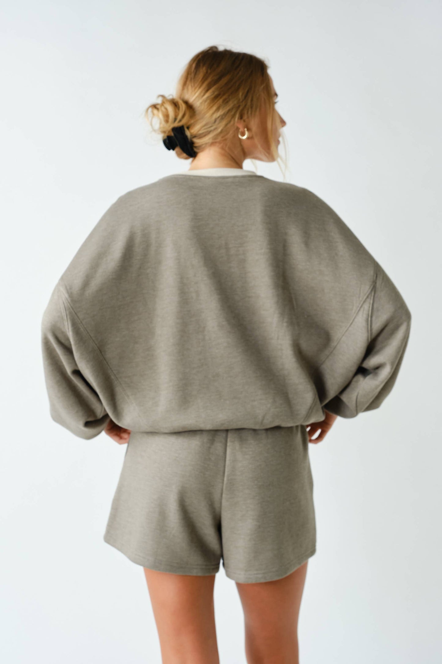 Cotton Fleece Contrast Crewneck Set