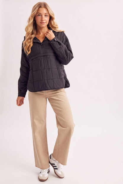 Quilted Hooded Pullover