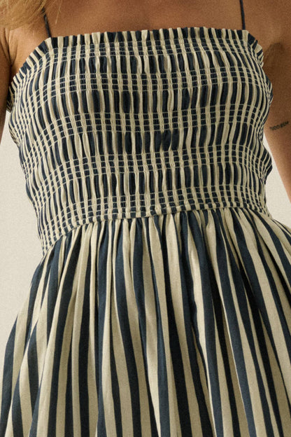 Striped Smocked Midi Dress