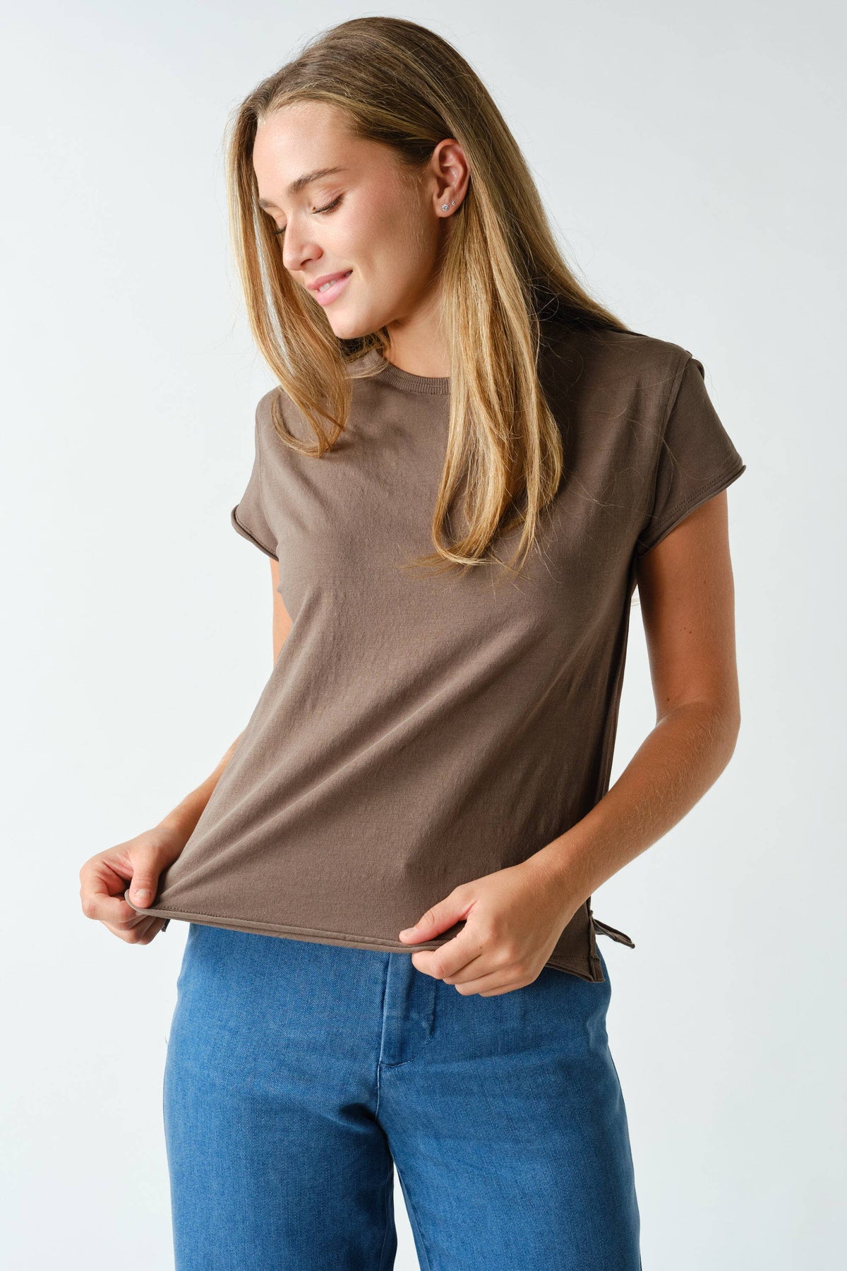 Raw-Edge Cap Sleeve Tee