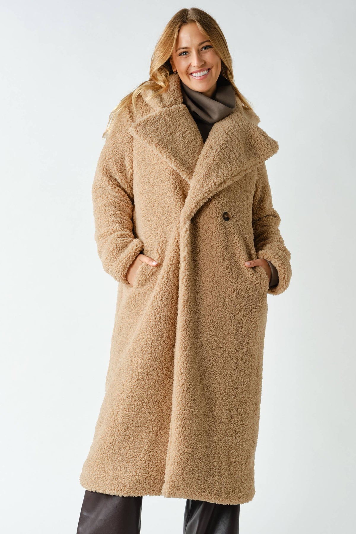 Sherpa Longline Double-Breasted Coat