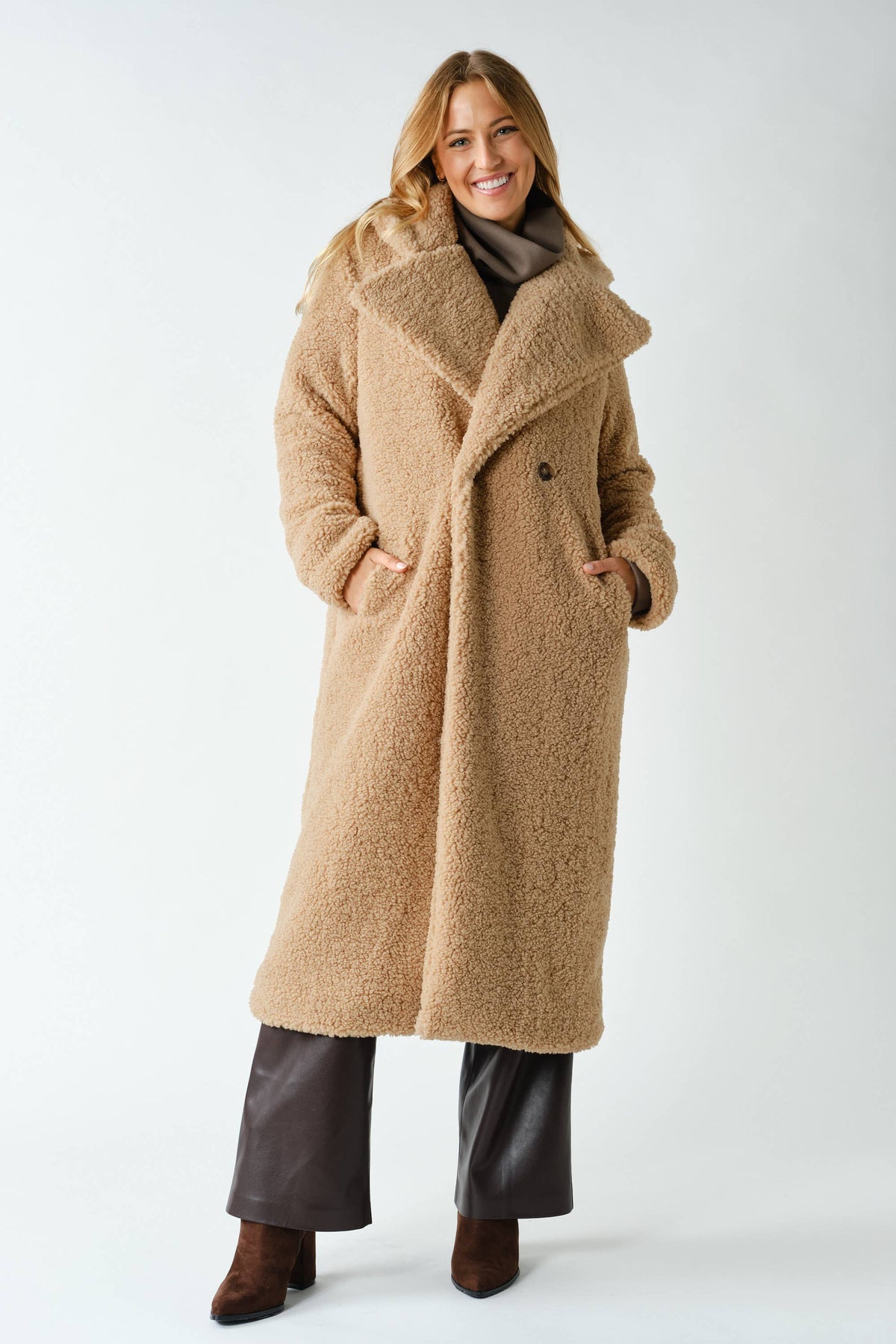 Sherpa Longline Double-Breasted Coat