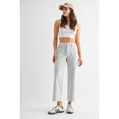 High Rise Wide Leg Crop Stripe