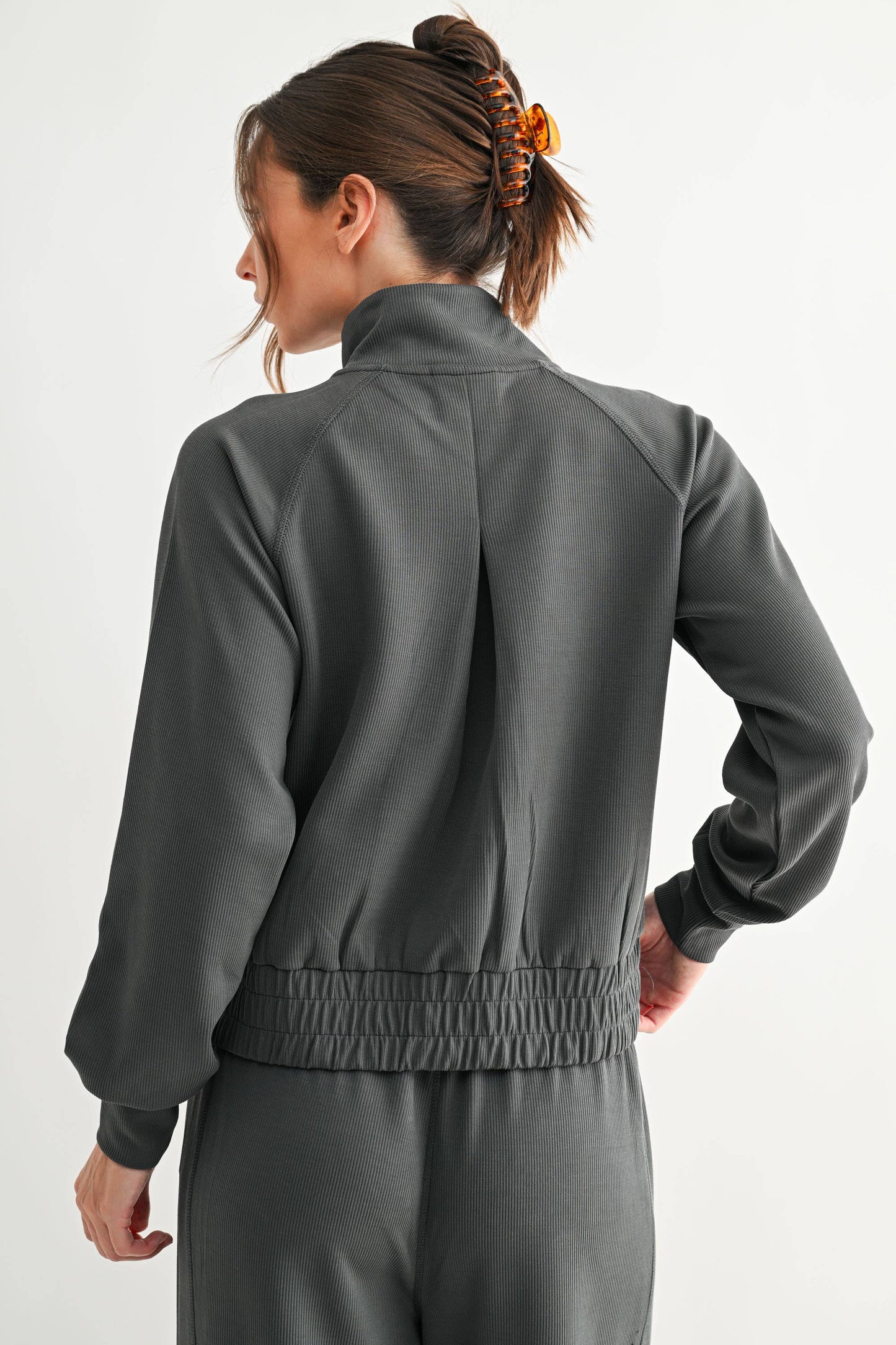 Luxe Sand Wash Rib Zip Jacket