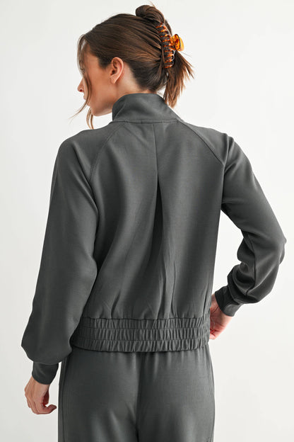 Luxe Sand Wash Rib Zip Jacket