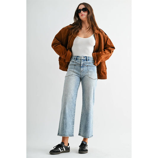 High Rise Straight Crop Jeans