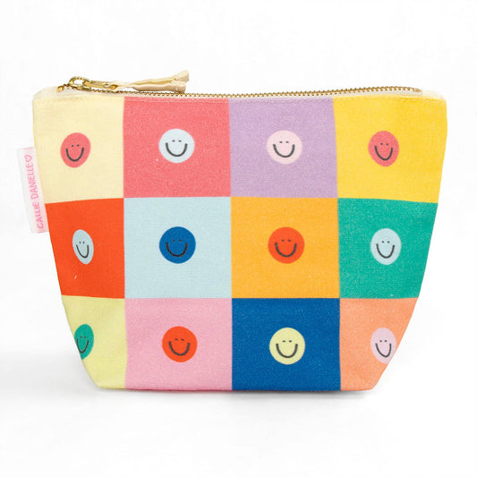Colorful Smiley Canvas Pouch