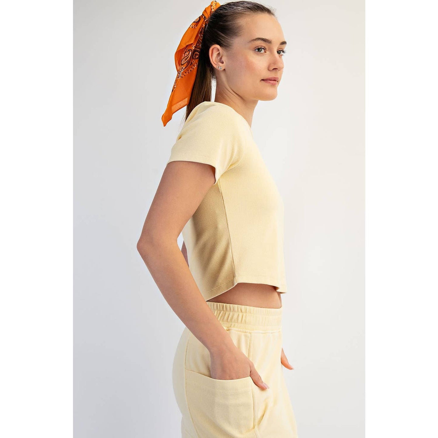 Mineral Washed Rib Crop Tee
